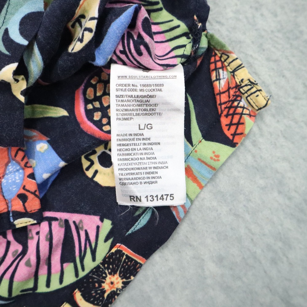 Soulstar England Hawaiian Shirt Mens M Navy‎ Blue Tropical Fruit Viscose Summer - Picture 6 of 7